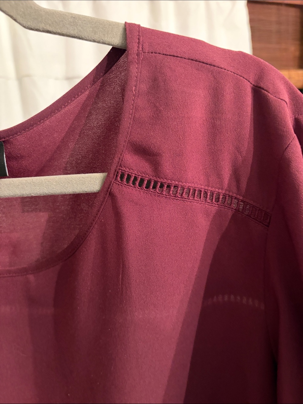 Lane Bryant Wine Ruffle Sleeve Scoop Neck Top - Picture 4 of 4